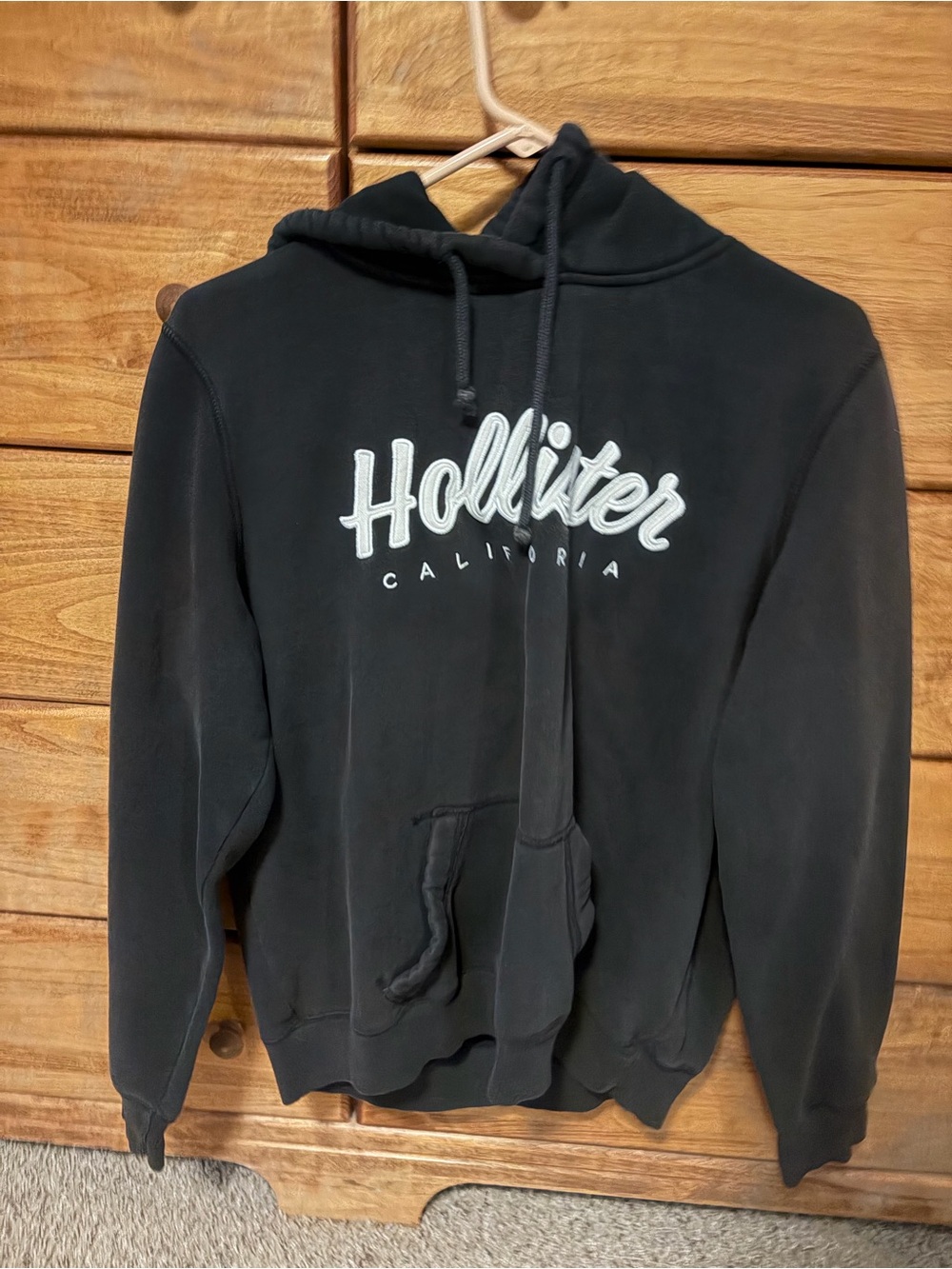 Hollister Black Hooded Sweatshirt - Embroidered Logo